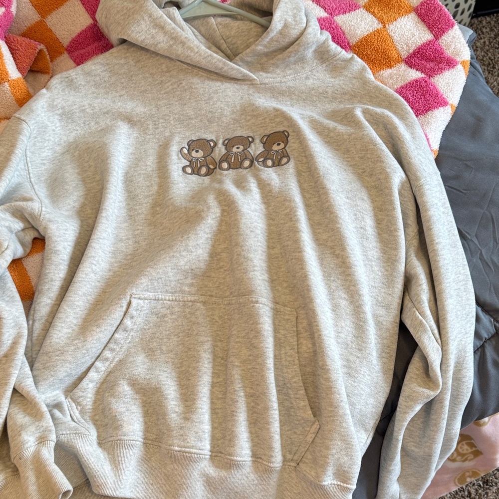 Hollister Gray Hoodie with Bear Design
